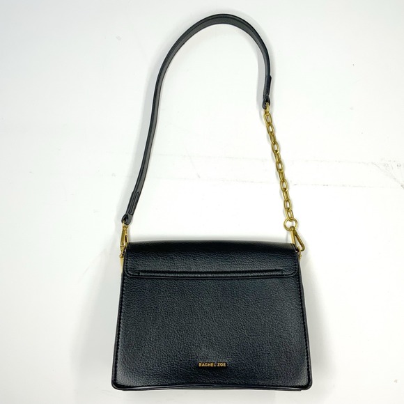 Rachel Zoe Black Shoulder Bag Handbag Gold Chain Strap Clasp Small Y2K - Picture 4 of 9